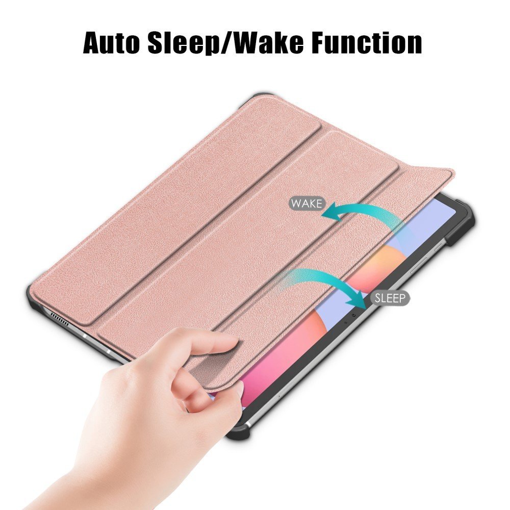 Étui en cuir tri-fold pour Samsung Galaxy Tab S7 FE/S7 Plus/S8+ - Or Rose – Image 3