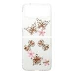 Coque PC antichoc avec strass pour Samsung Galaxy Z Flip3 5G - Papillon/Fleurs
