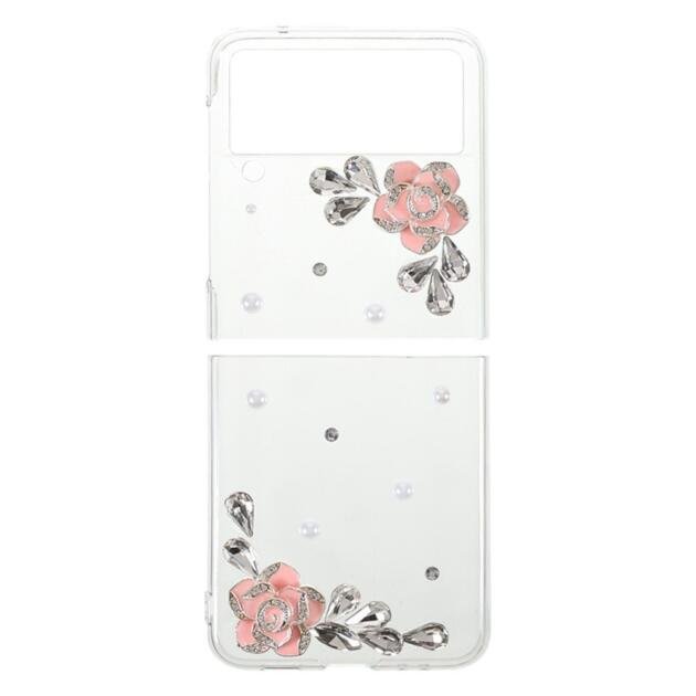 Coque PC antichoc avec strass pour Samsung Galaxy Z Flip3 5G - Fleurs