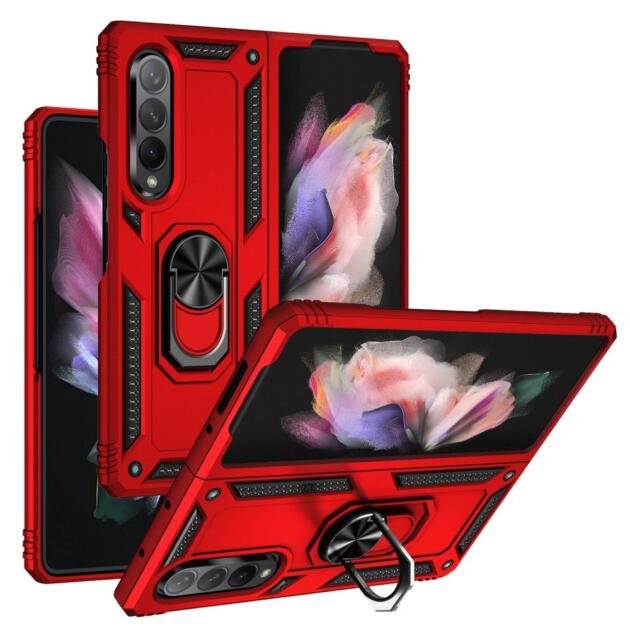 Coque avec support annulaire pour Samsung Galaxy Z Fold3 5G - Rouge