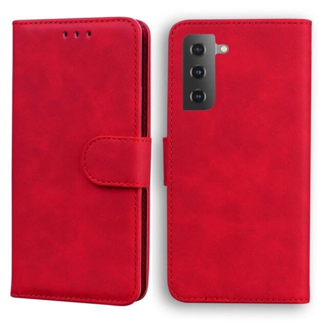 Étui portefeuille en cuir pour Samsung Galaxy S22 - Rouge