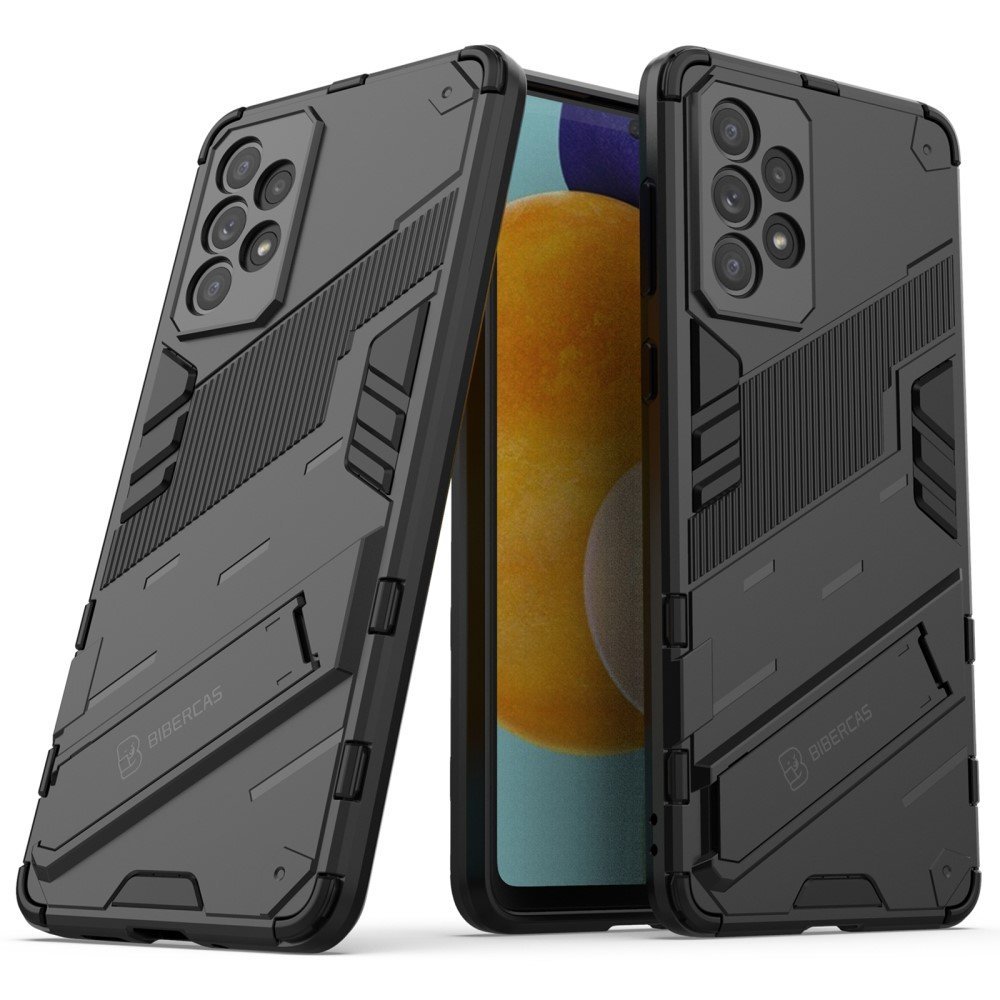 Hands-free Kickstand Design Anti-fall Protection TPU + PC Hybrid Phone Case Shell for Samsung Galaxy A73 5G - Black
