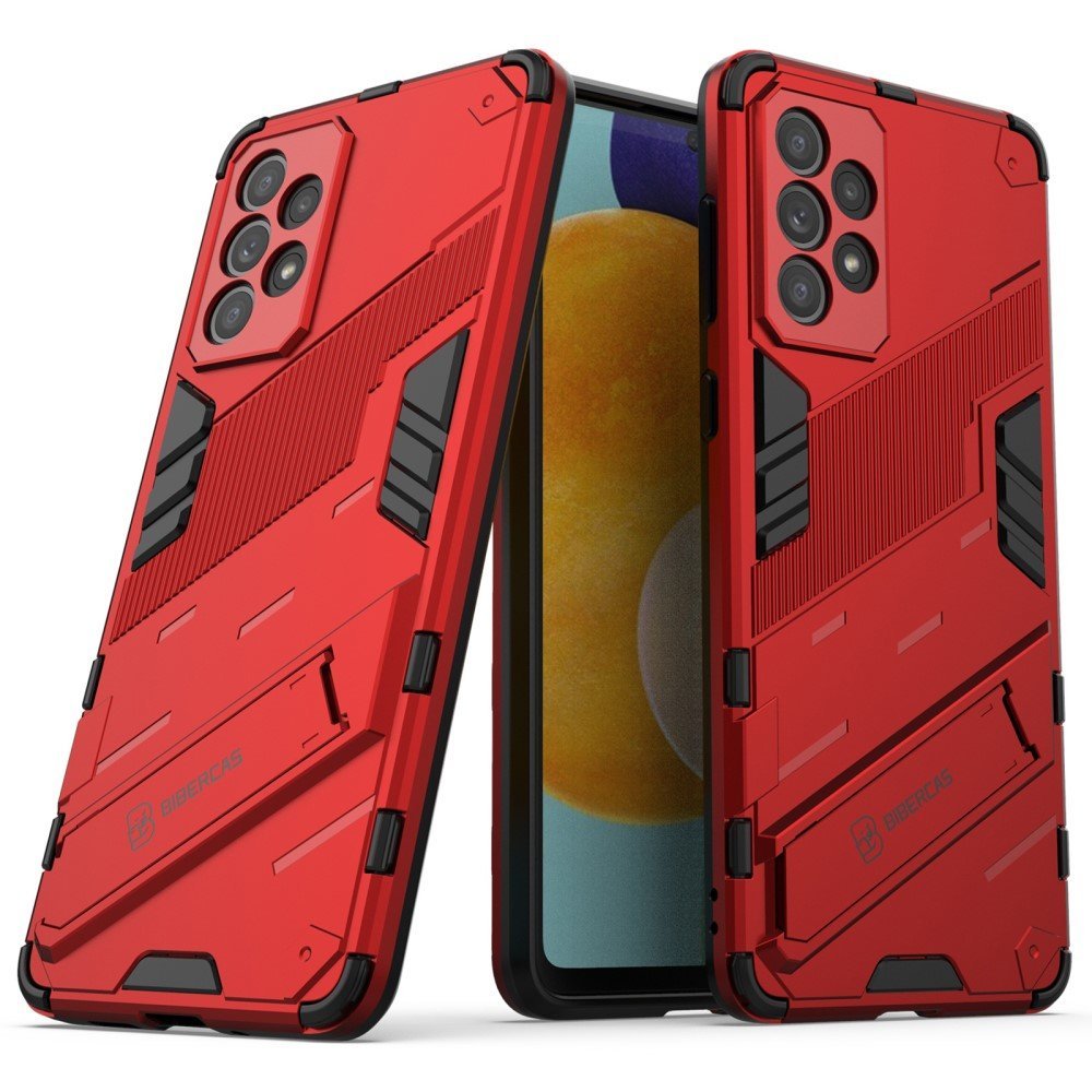 Hands-free Kickstand Design Anti-fall Protection TPU + PC Hybrid Phone Case Shell for Samsung Galaxy A73 5G - Red