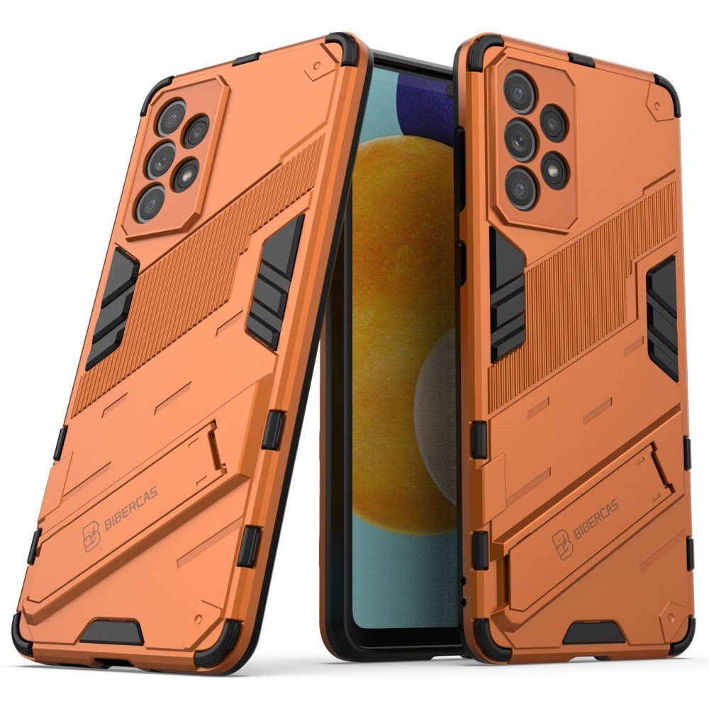 Hands-free Kickstand Design Anti-fall Protection TPU + PC Hybrid Phone Case Shell for Samsung Galaxy A73 5G - Orange