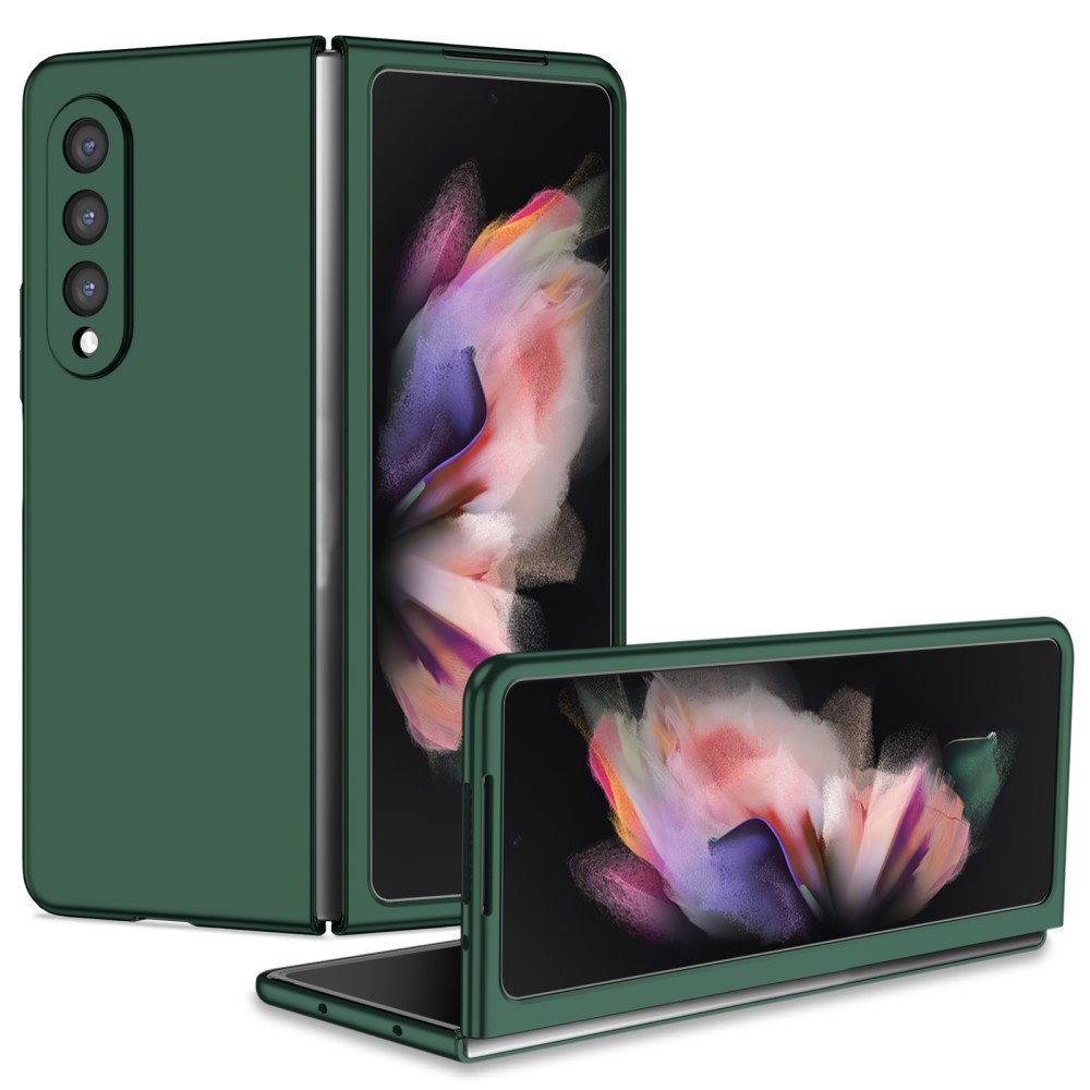 For Samsung Galaxy Z Fold3 5G Hard PC Rubberized Phone Case Anti-scratch Shock Absorbing Folding Phone Cover - Blackish Green