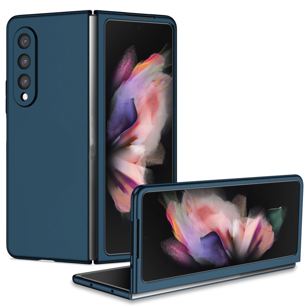 For Samsung Galaxy Z Fold3 5G Hard PC Rubberized Phone Case Anti-scratch Shock Absorbing Folding Phone Cover - Dark Blue