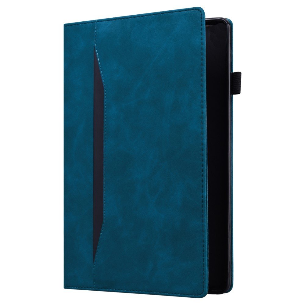 For Samsung Galaxy Tab S8 Ultra PU Leather Tablet Case Foldable Stand Wallet Shockproof Shell with Pencil Holder - Blue – Image 2