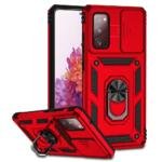 Coque avec cache caméra coulissant pour Samsung Galaxy S20 FE - Rouge