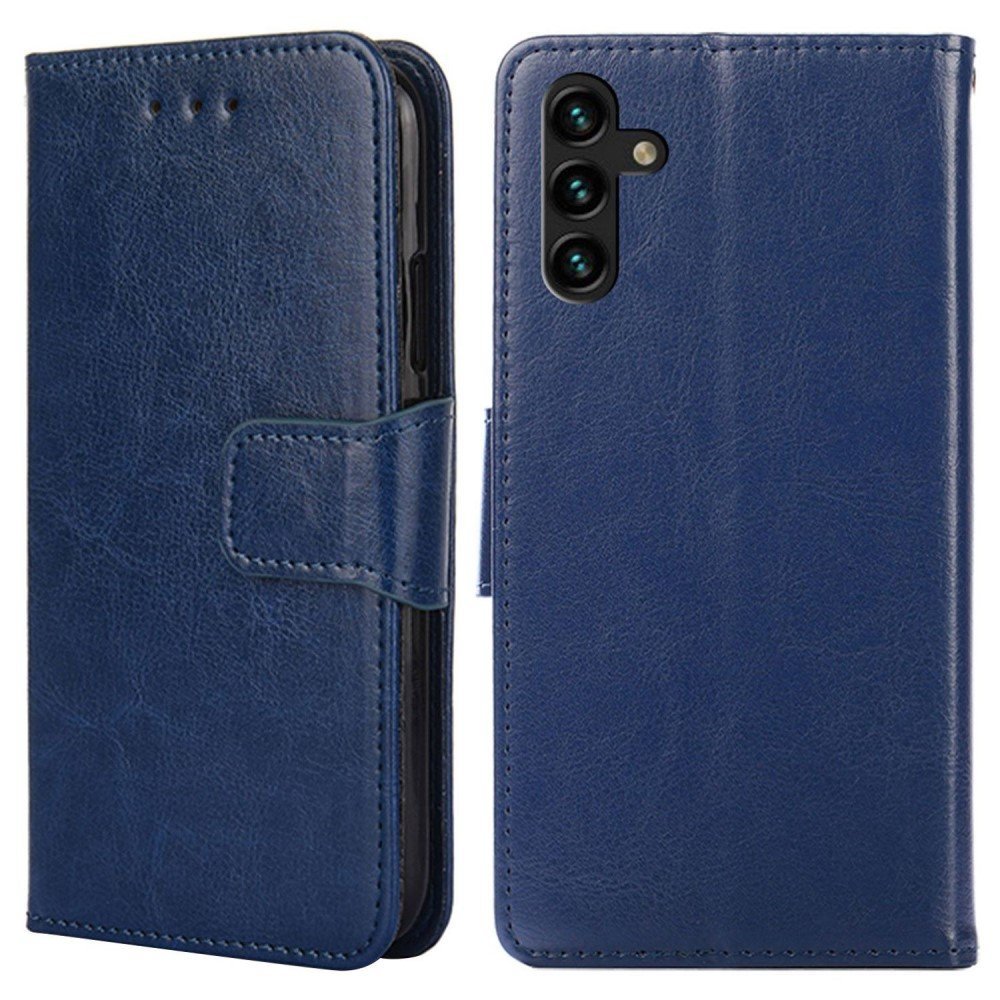 For Samsung Galaxy A13 5G / A04s 4G (164.7 x 76.7 x 9.1 mm) PU Leather Stand Up Flap Phone Case Shock Absorption TPU Wallet Flip Cover - Sapphire