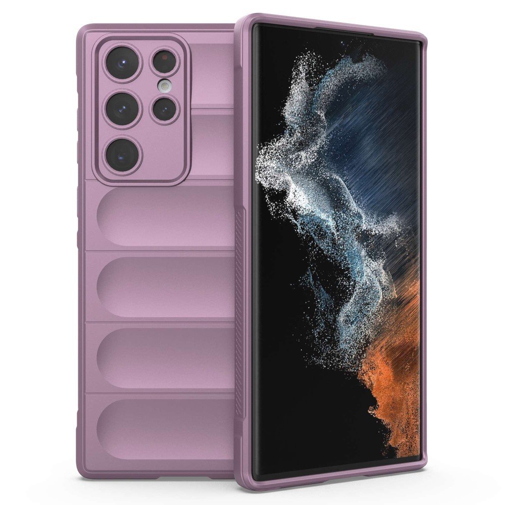 For Samsung Galaxy S22 Ultra 5G Anti-slip Edge Wear-resistant Anti-fall TPU Cell Phone Cover Rugged Back Case - Light Purple