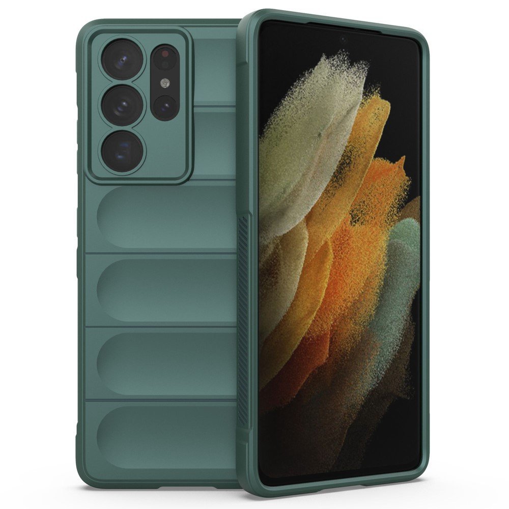 Rugged Phone Case for Samsung Galaxy S21 Ultra 5G, Anti-drop Protection Precise Cutout TPU Cover - Green