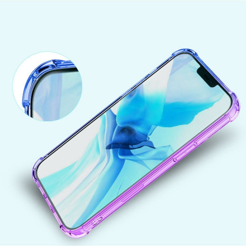 For iPhone 14 Plus 6.7 inch Phone Case, Gradient Design TPU Soft Edge Bumper with Reinforced Corners Protective Cover - Blue / Pink – Image 2