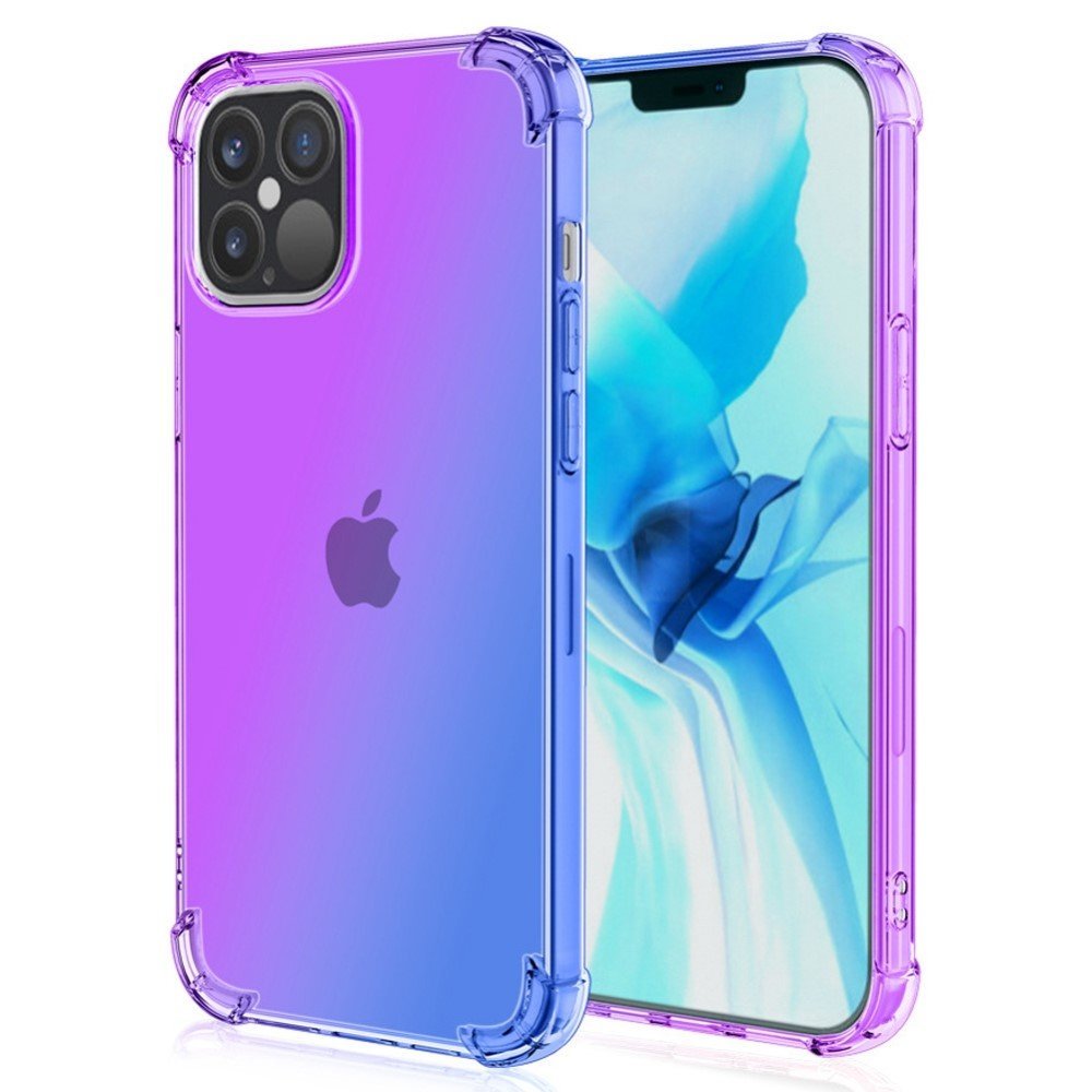 For iPhone 14 6.1 inch Gradient Design Anti-fall Protection TPU Soft Edge Bumper with Reinforced Corners Cellphone Cover - Purple / Blue