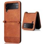 Étui en cuir pour Samsung Galaxy Z Flip4 5G - Marron