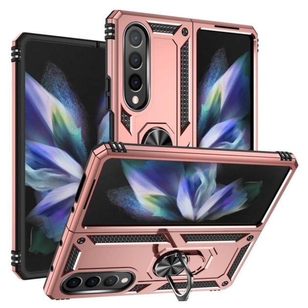 Coque avec support annulaire pour Samsung Galaxy Z Fold4 5G - Or Rose
