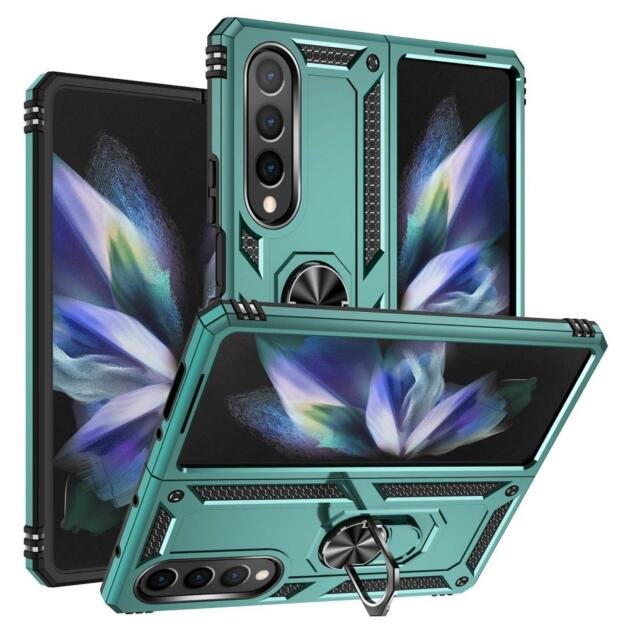 Coque avec support annulaire pour Samsung Galaxy Z Fold4 5G - Vert Noirâtre