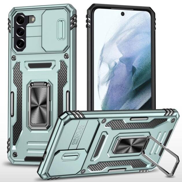 Coque avec support annulaire pour Samsung Galaxy S21 4G/5G - Vert Alpine