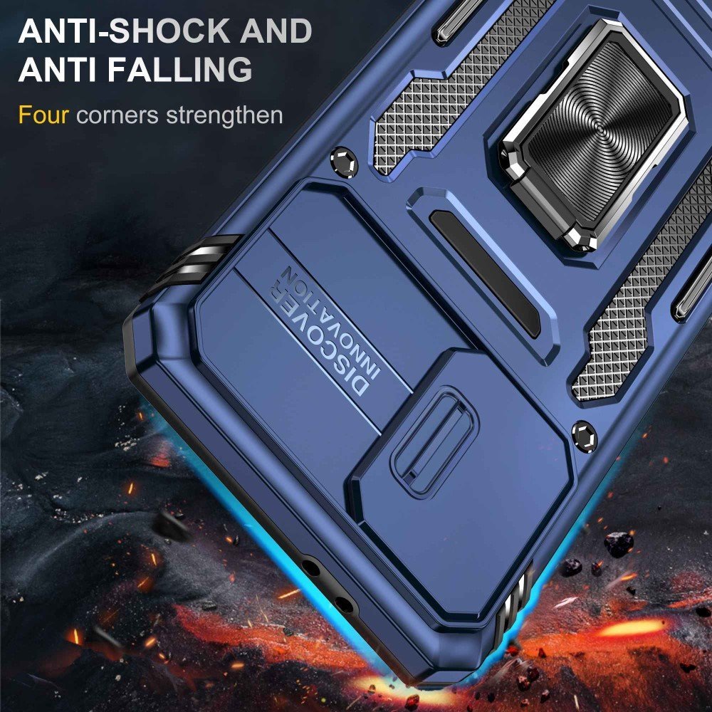 Coque avec support annulaire pour Samsung Galaxy S21 4G/5G - Bleu Marine – Image 2