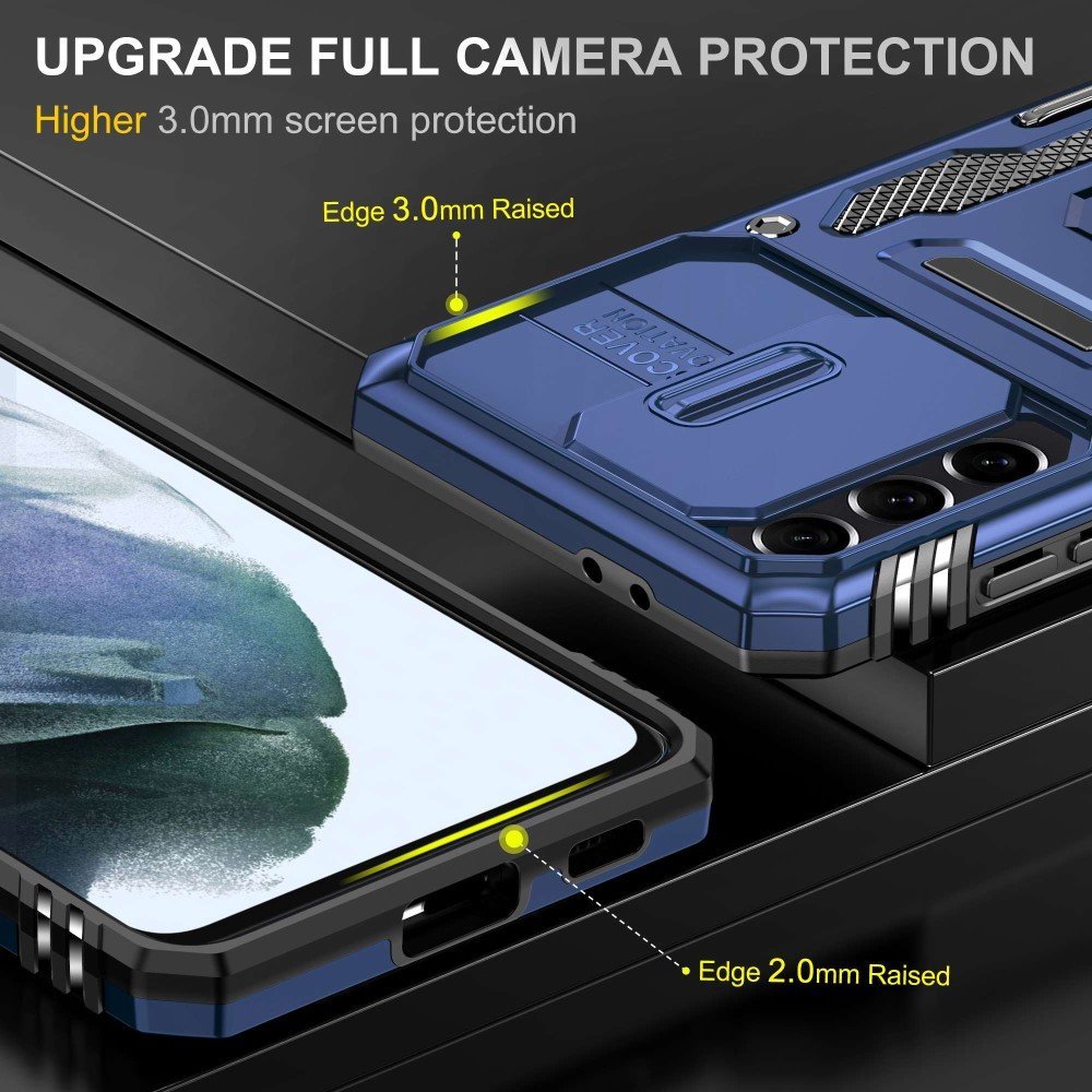 Coque avec support annulaire pour Samsung Galaxy S21 4G/5G - Bleu Marine – Image 3