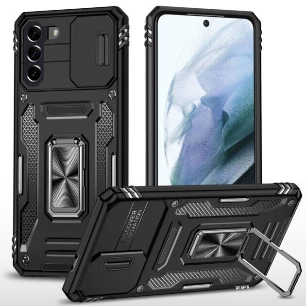 Coque avec support annulaire pour Samsung Galaxy S21 4G/5G - Noir
