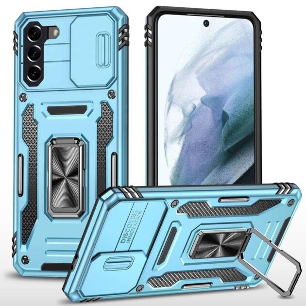 Coque avec support annulaire pour Samsung Galaxy S21 4G/5G - Bleu Clair