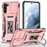 Coque avec support annulaire pour Samsung Galaxy S21 4G/5G - Or Rose