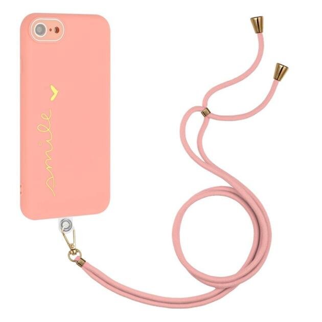 Coque TPU avec lanière pour iPhone 7/8/SE - Rose