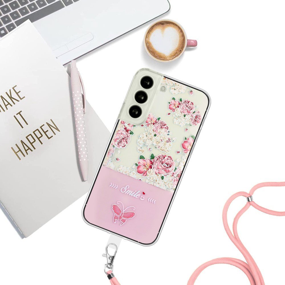 For Samsung Galaxy S22 5G Embossment Lacquered Butterfly TPU Cover Well-protected Anti-drop Phone Case - Red – Image 3