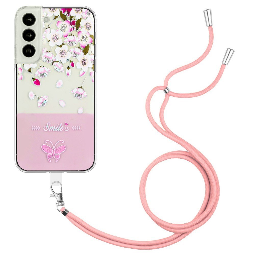 For Samsung Galaxy S22 5G Embossment Lacquered Butterfly TPU Cover Well-protected Anti-drop Phone Case - Pink