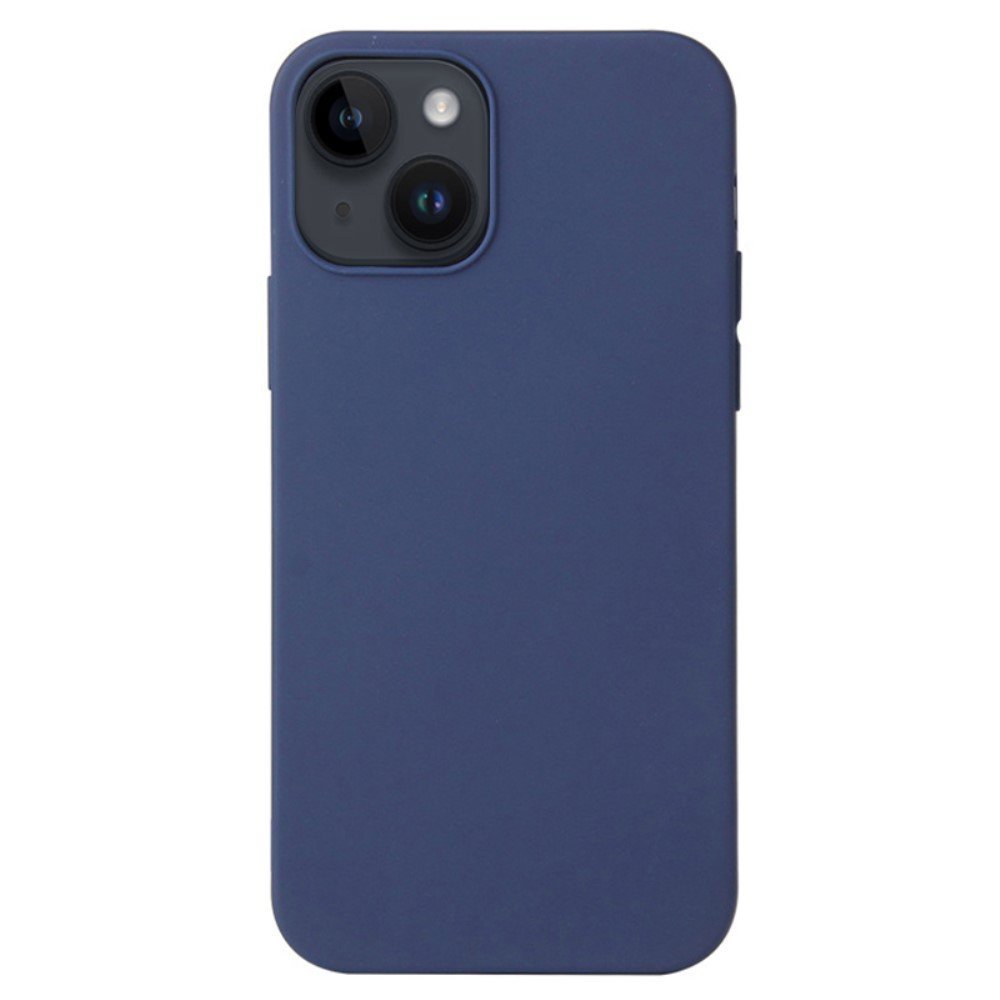 For iPhone 14 Plus Matte Surface Soft TPU Phone Back Cover Anti-drop Anti-fingerprint Case - Dark Blue