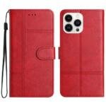 Étui portefeuille en cuir pour iPhone 14 Pro Max - Rouge