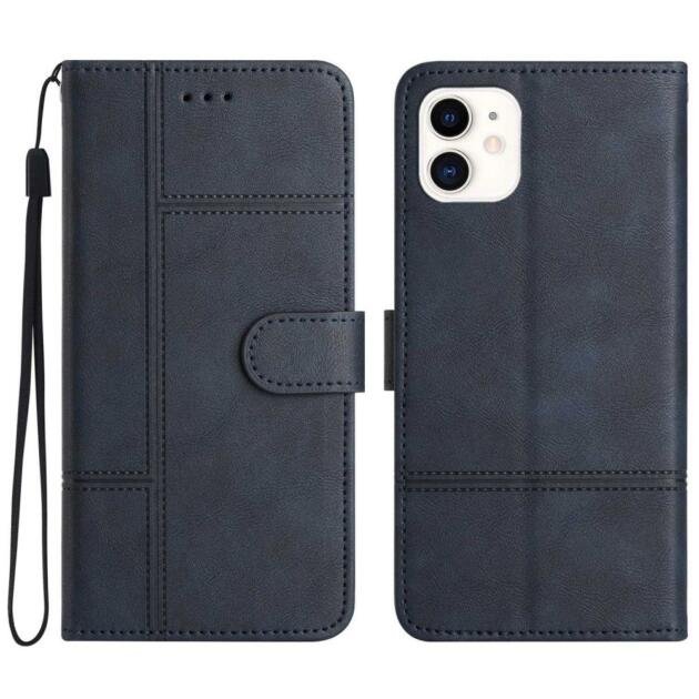 Étui portefeuille en cuir pour iPhone 12 mini 5,4 pouces - Bleu