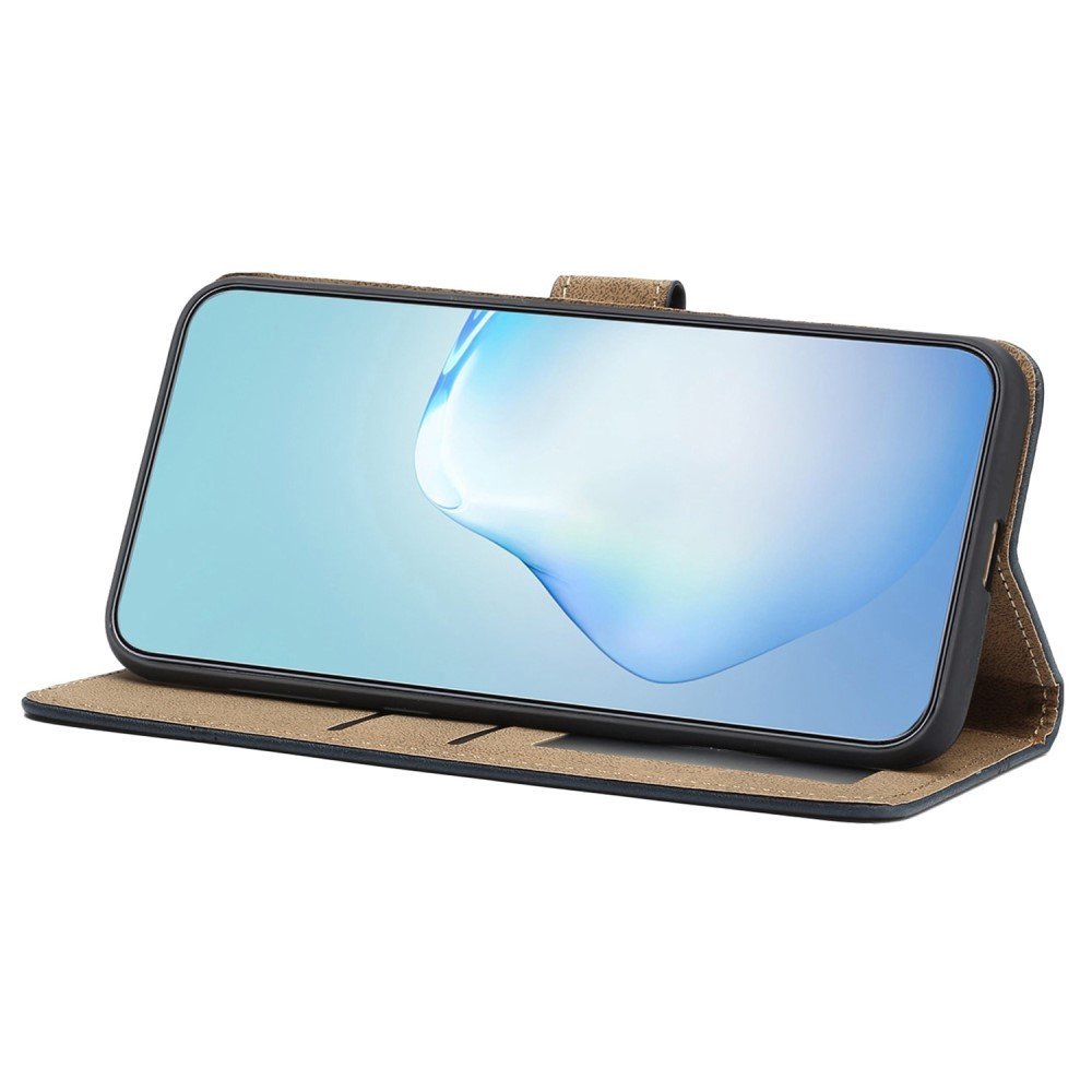 For iPhone 12 mini 5.4 inch Cowhide Texture Phone Wallet Case Drop-proof PU Leather Folio Flip Cover Folding Stand with Strap - Blue – Image 2