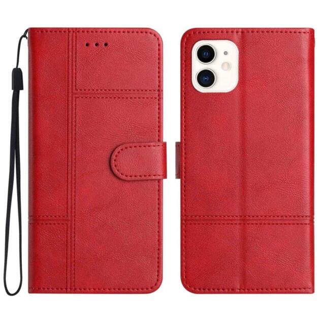 Étui portefeuille en cuir pour iPhone 12 mini 5,4 pouces - Rouge