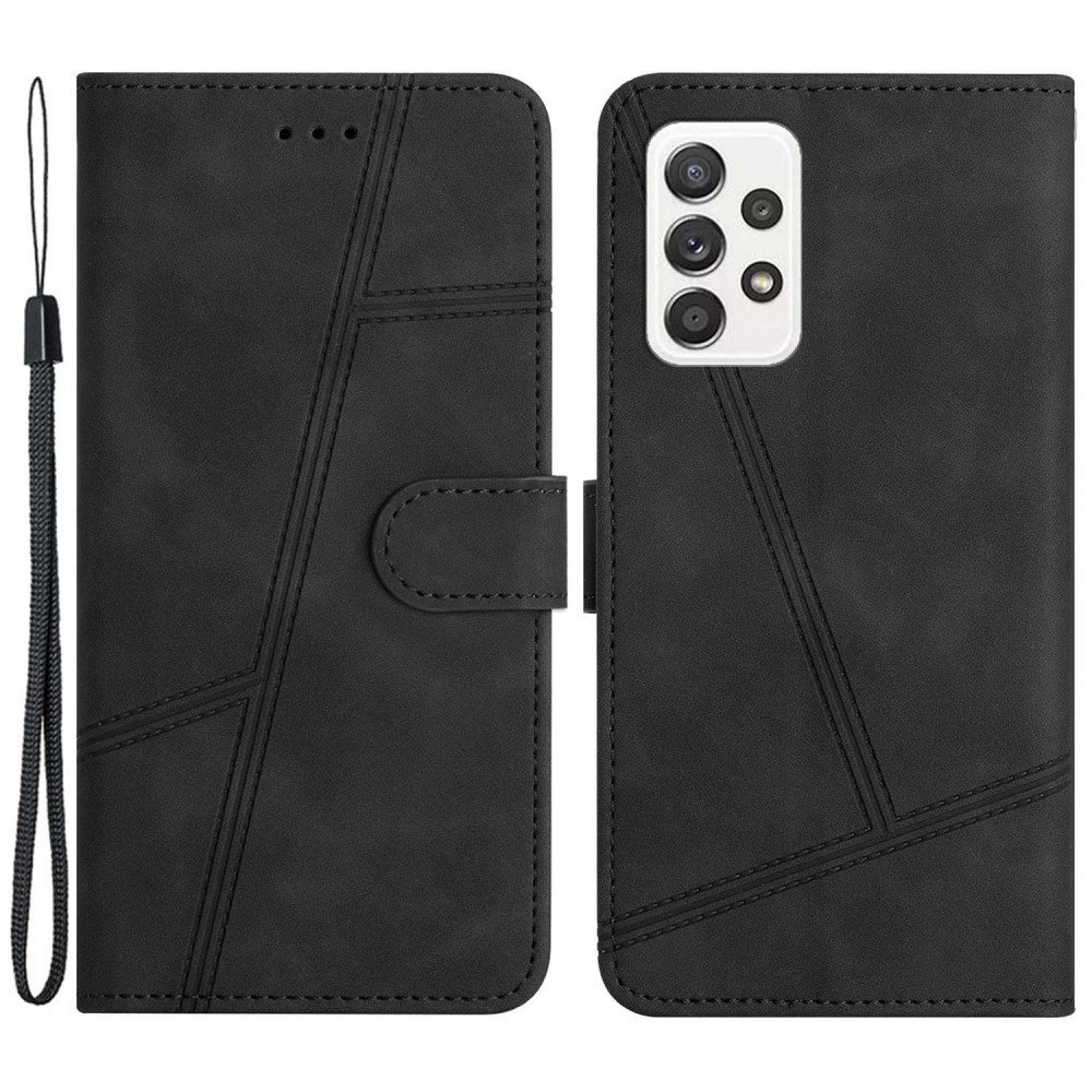 For Samsung Galaxy A73 5G Skin-touch Feeling Retro PU Leather Phone Stand Cover Shockproof Drop-proof Wallet Case - Black