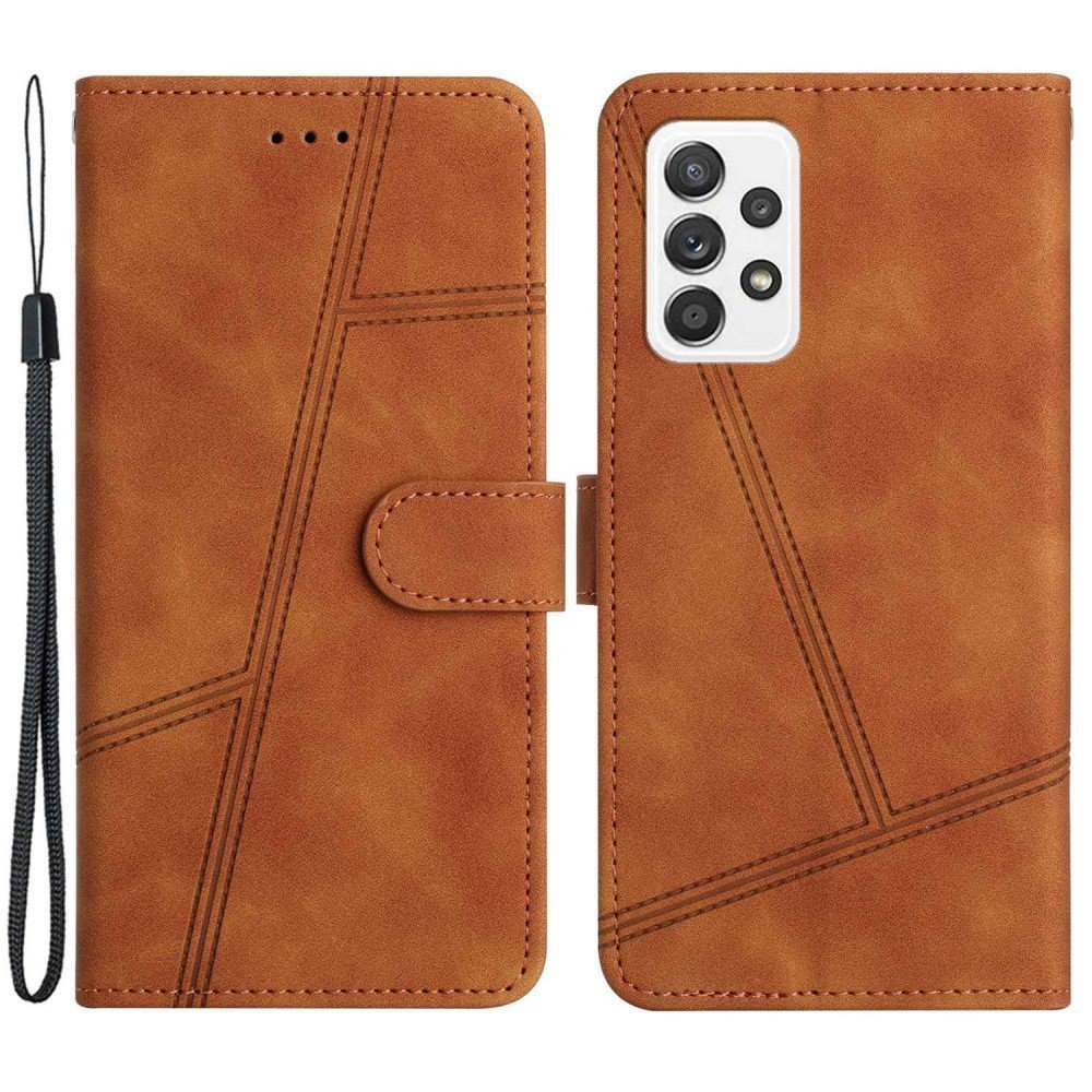For Samsung Galaxy A32 4G (EU Version) Shockproof Vintage Cover Skin-touch Feeling PU Leather Wallet Stand Phone Case - Brown