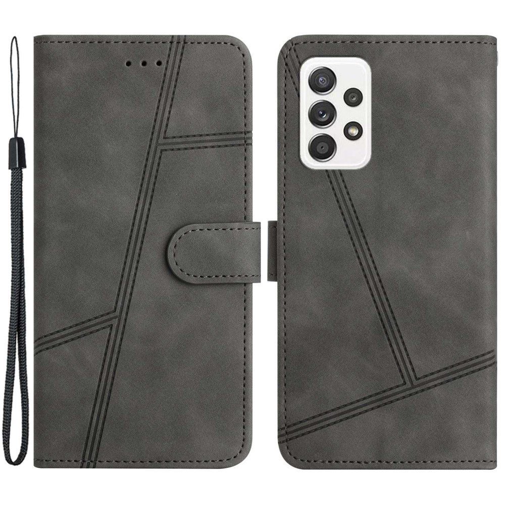 For Samsung Galaxy A32 4G (EU Version) Shockproof Vintage Cover Skin-touch Feeling PU Leather Wallet Stand Phone Case - Grey