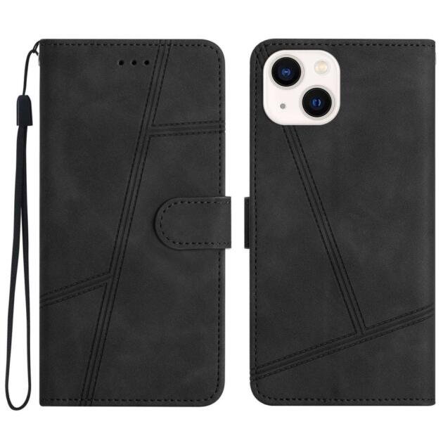 Étui portefeuille en cuir pour iPhone 14 Plus - Noir