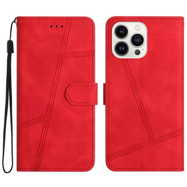 Étui en cuir PU pour iPhone 12 Pro Max 6,7 pouces - Rouge