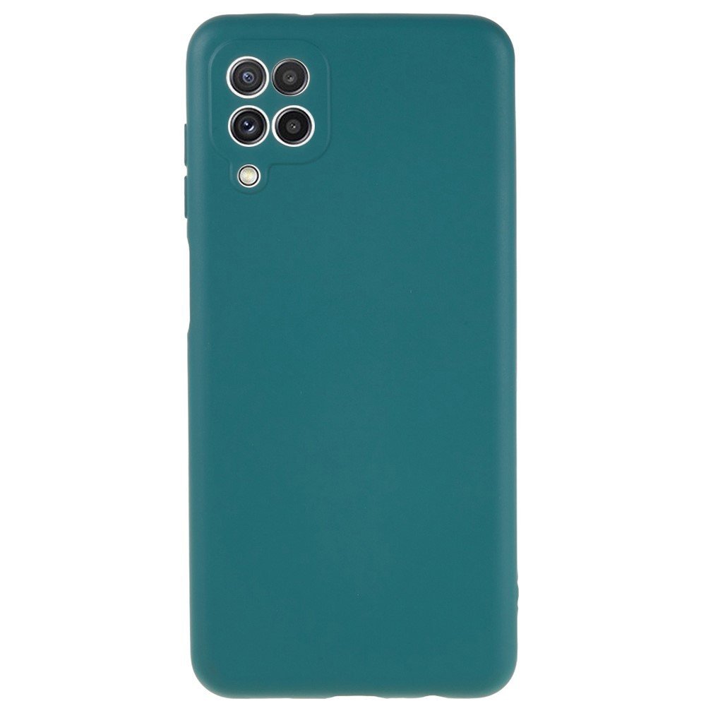 For Samsung Galaxy A12 / M12 / A12 Nacho 4G Liquid Silicone Texture Cellphone Drop-proof Cover 2.0mm Thick Arc Edge TPU Case - Midnight Green