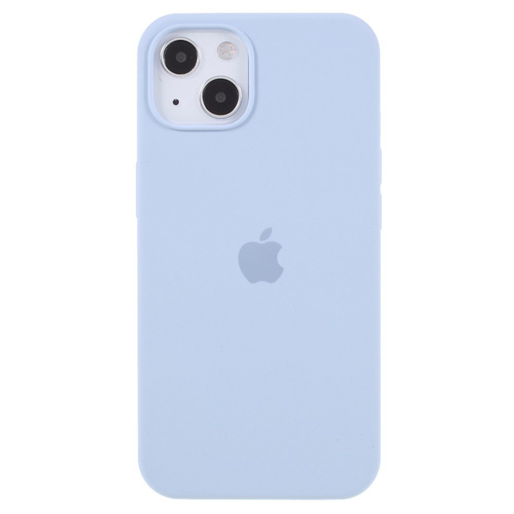 For iPhone 14 Silky Touch Solid Silicone Phone Case Fiber Lining Anti-Fingerprint Shockproof Cover - Baby Blue
