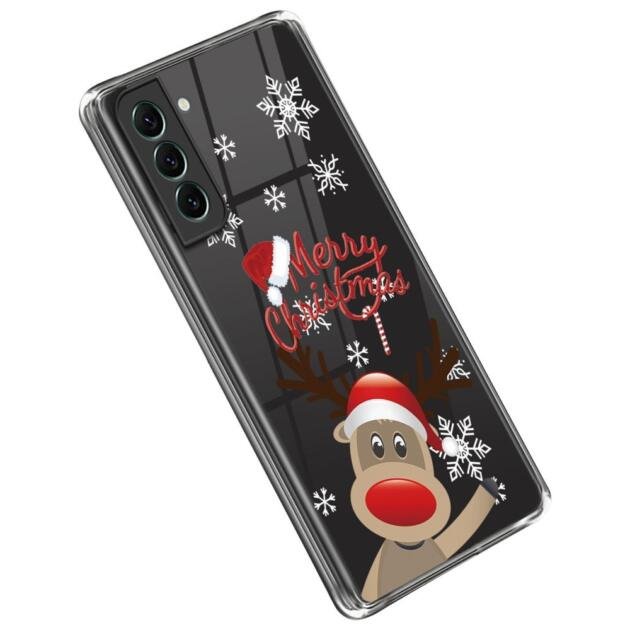 Coque de Noël pour Samsung Galaxy S22 5G - Renne avec chapeau de Noël