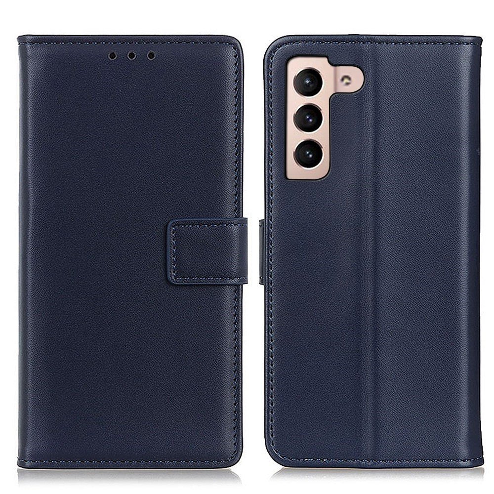 For Samsung Galaxy S23 5G PU Leather Phone Anti-drop Cover Foldable Stand Protective Case with Wallet - Blue