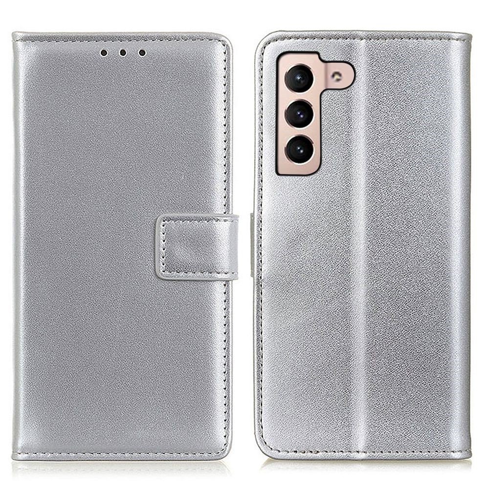 For Samsung Galaxy S23 5G PU Leather Phone Anti-drop Cover Foldable Stand Protective Case with Wallet - Silver