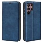 Étui portefeuille en cuir PU pour Samsung Galaxy S23 Ultra - Bleu