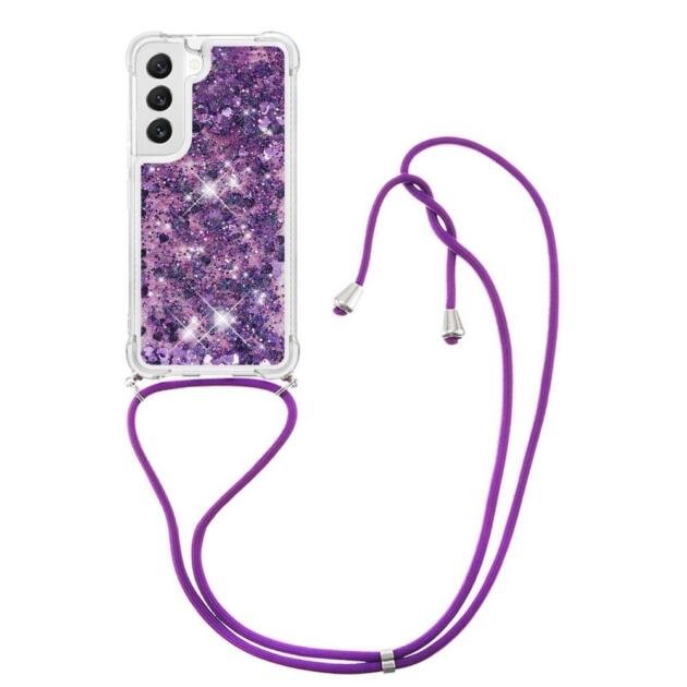 Coque Quicksand pour Samsung Galaxy S23 - Violet Foncé/Cœurs