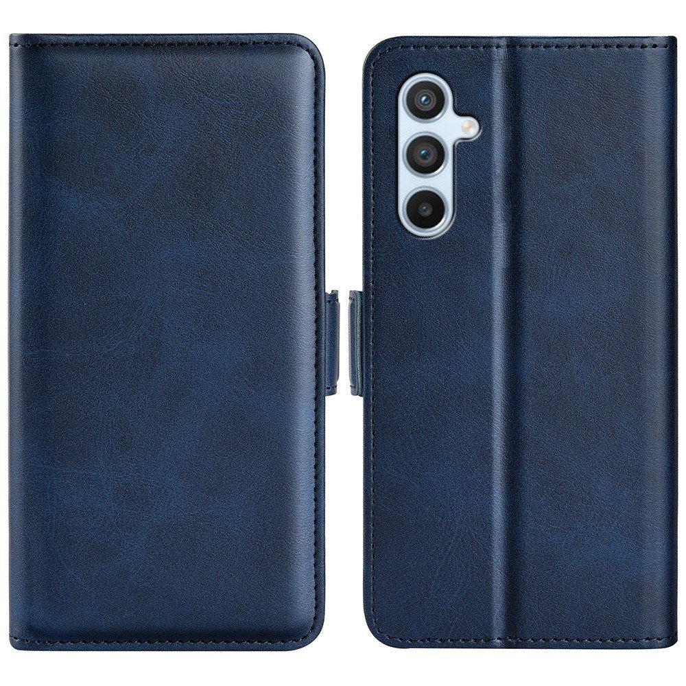 Calf Texture Cell Phone Cover For Samsung Galaxy A54 5G PU Leather Dual Magnetic Clasp Stand Protective Phone Case Wallet - Blue