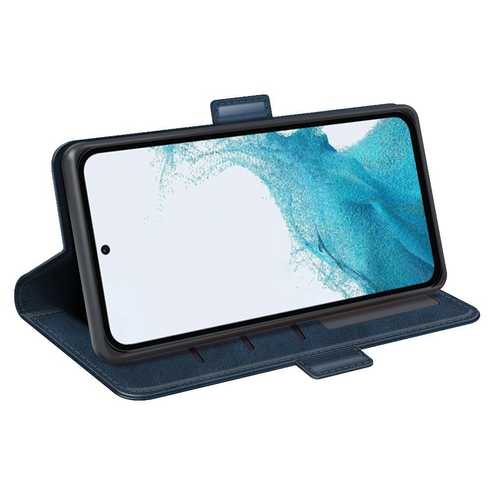 Calf Texture Cell Phone Cover For Samsung Galaxy A54 5G PU Leather Dual Magnetic Clasp Stand Protective Phone Case Wallet - Blue – Image 3