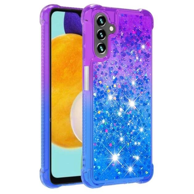 Coque Quicksand pour Samsung Galaxy A34 5G - Violet/Bleu Ciel