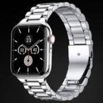 Stainless Steel Watchband Three Beads Replacement Strap for Watch Ultra 49mm / Series 8 / 7 45mm / Series 6 / 5 / 4 / SE / SE (2022) 44mm / Series 3 / 2 / 1 42mm - Silver